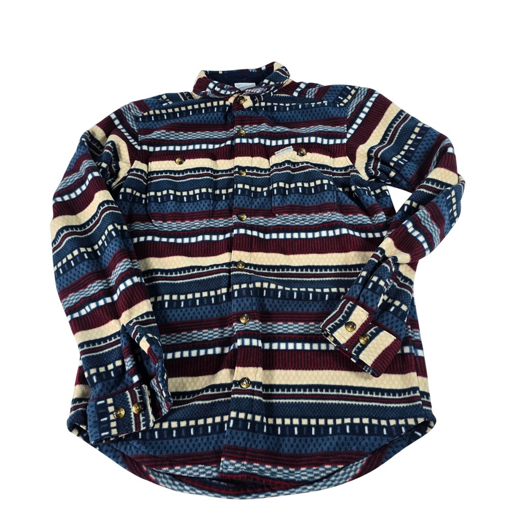 Columbia Mens Southwest Fleece Button Down Shirt Navy Burgundy AM0264 Small